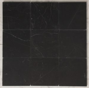 Nero Marquina honed 98x98 marble tile